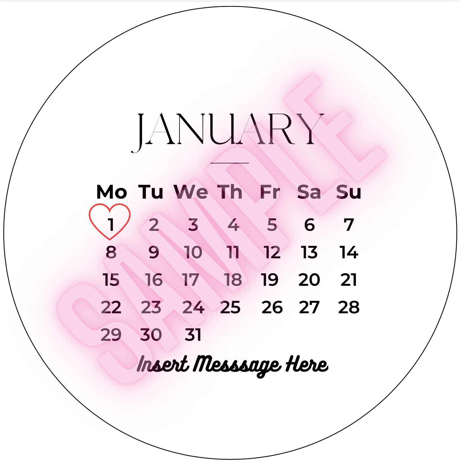 Customizable Cake Calendar Template — Pink Sugar Pastries